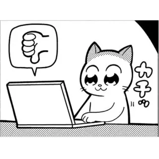 👎 かワィイ thumbs down, cat, computer, internet, animal telegram sticker