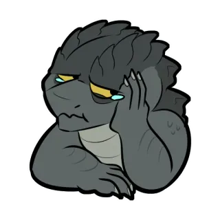 😢 Eidechse, traurig, weinen, Reptil, Cartoon, Emoticon, Sticker telegram sticker