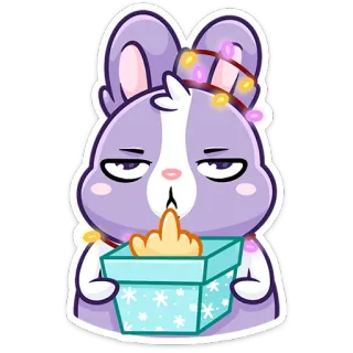 🖕 conejo, conejo, dedo medio, gesto ofensivo, dibujo animado, regalo, presente, pegatina telegram sticker
