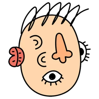 🥴 cara, ilustración, pegatina, dibujo animado, ojos, oreja whatsapp sticker