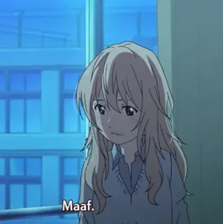 ☪ Maaf. anime, girl, sad, apology telegram sticker