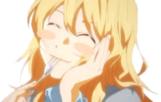 🙂 Kaori Miyazono Your Lie in April anime, violinista, sorridente, carino, allegro telegram sticker