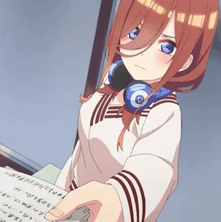 🐾 Miku Nakano The Quintessential Quintuplets Anime, Manga, Cuffie, Miku Nakano, The Quintessential Quintuplets, Personaggio telegram sticker