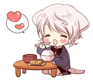 🍭 anime, chibi, kawaii, eating, food, cute whatsapp sticker