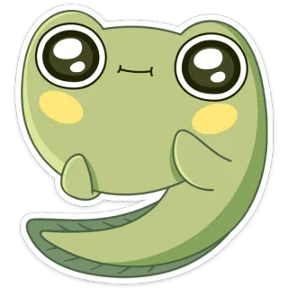 ☺️ têtard, grenouille, animal, mignon, dessin animé, vert, autocollant whatsapp sticker