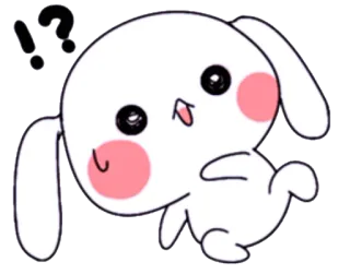 😳 кролик, милый, животное, мультфильм, наклейка, каваий, вопрос telegram sticker