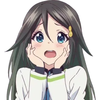 😱 Anime, Mädchen, Süß, Erröten, Ausdruck, Besorgt, Charakter, Cartoon telegram sticker