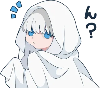 ❕ ん? Anime, Manga, Duch, Uroczy, Pytanie, Zdezorientowany, Postać, Kawaii telegram sticker