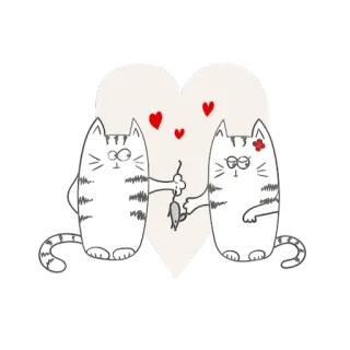 ❤ gatto, amore, topo, cuore, coppia, cartone animato whatsapp sticker