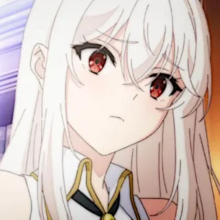 🍪 anime, girl, white hair, red eyes, portrait telegram sticker