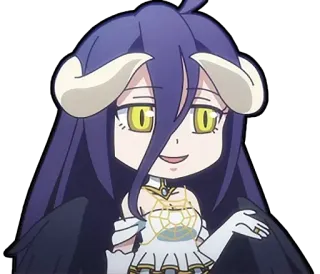 💁‍♀️ Albedo Overlord Anime, Iblis, Tanduk, Sayap, Chibi, Fantasi telegram sticker