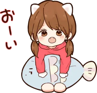 😮 おい Anime, Dessin animé, Oreilles de chat, Mignon, Fille, Kawaii, Poisson telegram sticker