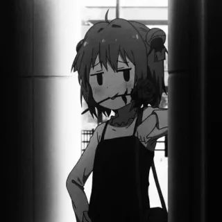 🖤 Anime, Chica, Rosa, Blanco y negro, Triste, Manga telegram sticker