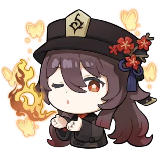 🔥 Hu Tao Genshin Impact Anime, Videospiel, Chibi, Hu Tao whatsapp sticker