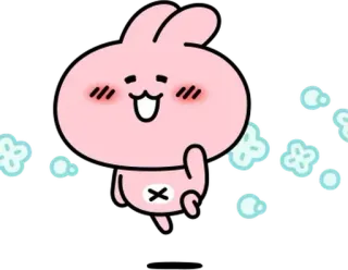 🥰 kawaii, carino, coniglio, rosa, felice telegram sticker