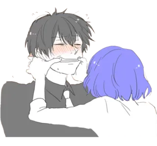😖 anime, desenho animado, casal, amor, diversão telegram sticker