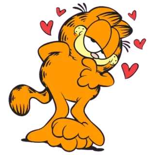 🥰 Garfield cat, cartoon, hearts, orange, love, cute whatsapp sticker