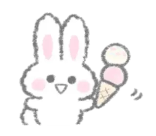 🥣 lapin, glace, dessert, mignon, kawaii, animal telegram sticker