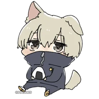 😶 @HAWKS Hund, Anime, Süß, Chibi, Kawaii, Tier, Cartoon telegram sticker