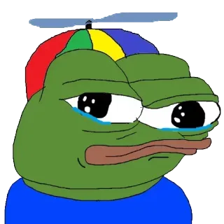 😭 Pepe the Frog Meme, Smutny, Żaba, Emotikon, Meme internetowy, Płaczący telegram sticker
