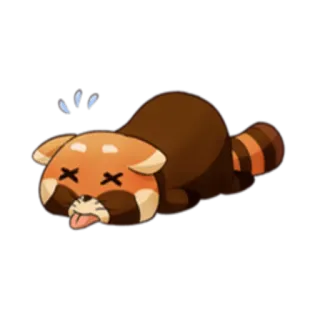 😵 panda merah, mati, kelelahan, hewan, stiker, kartun telegram sticker