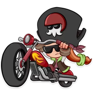 🏍 Motorrad, Cartoon, Pirat, Biker, Helm, Transport, Fahrzeug whatsapp sticker
