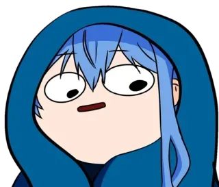 😵‍💫 Anime, Dibujos animados, Meme, Gracioso, Lindo, Cara, Pelo azul, Sudadera con capucha telegram sticker