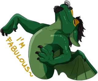 😎 I'm FABULOUS~ дракон, сказочный, мультфильм, наклейка, милый, зеленый whatsapp sticker