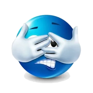 🥶 Emoji, Assustado, Medo, Cobrir olhos, Nervoso, Azul whatsapp sticker