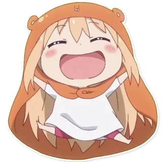 😄 Umaru Doma Himouto! Umaru-chan Аниме, Милый, Счастливый, Umaru, Каваий, Худи telegram sticker