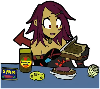 🥪 Cartone animato, Cibo, Spam, Toast, Panino, Personaggio telegram sticker