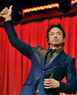 👍 Robert Downey Jr. 로버트 다우니 주니어, 배우, 엄지 척, 유명인, 정장, 나비 넥타이 telegram sticker