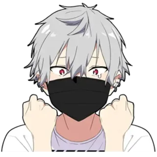 ✊ anime, sticker, cartoon, character, grey hair, mask, kawaii telegram sticker