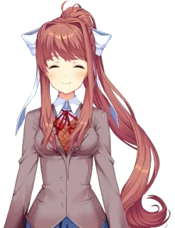 😁 Monika Doki Doki Literature Club! anime, character, monika, doki doki literature club, cute, smiling, school uniform telegram sticker