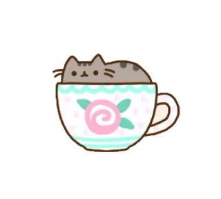 🐱 Pusheen kat, kop, schattig, Pusheen, kawaii, cartoon telegram sticker