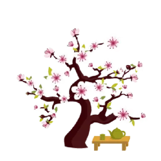 🌸 tree, cherry blossom, tea, table, nature, blossom, spring telegram sticker