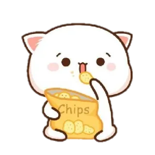🙈 CHIPS cat, chips, snack, food, cute, kawaii, cartoon telegram sticker