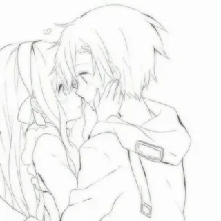 🤍 Anime, Pocałunek, Miłość, Romans, Para telegram sticker