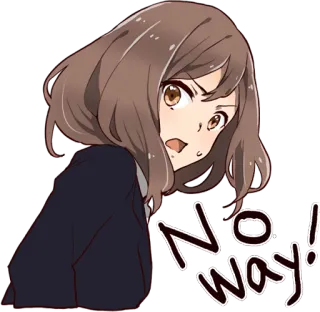 😧 NO WAY! 애니메이션 여자, 느낌표, 설마, 충격, 놀람 whatsapp sticker