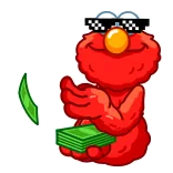 🤑 Elmo เซซามีสตรีท, เงิน, แว่นกันแดด, นักเลง, น่ารัก telegram sticker