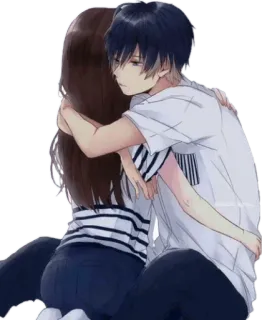 🤗 hug, anime, couple, friendship, romance, embrace whatsapp sticker