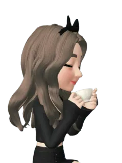 🖤 girl, cup, tea, coffee, cute, kawaii whatsapp sticker