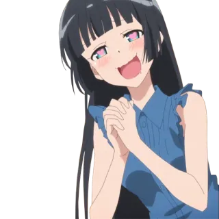 😍 аниме, девушка, счастливая, улыбающаяся, мультфильм, женщина telegram sticker