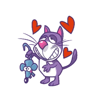 😍 gatto, topo, amore, cartone animato, animale telegram sticker
