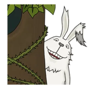 😀 кролик, животное, природа, дерево, листва telegram sticker