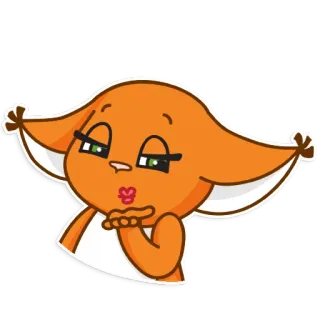 😘 animal, kiss, cute, cartoon, sticker, orange telegram sticker