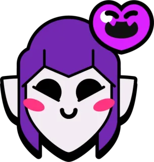 ❤️ 만화, 아바타, 보라색 머리, 하트, 귀여운, 단순한, 스티커 telegram sticker