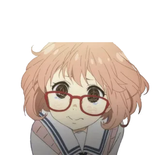 😵 Mirai Kuriyama Beyond the Boundary anime, character, mirai kuriyama, kawaii, girl, eyeglasses whatsapp sticker