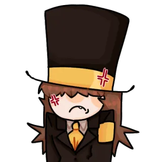 😠 marah, kartun, karakter, topi tinggi whatsapp sticker