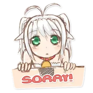 😞 SORRY! Anime, Cô gái, Xin lỗi, Dễ thương, Chibi telegram sticker